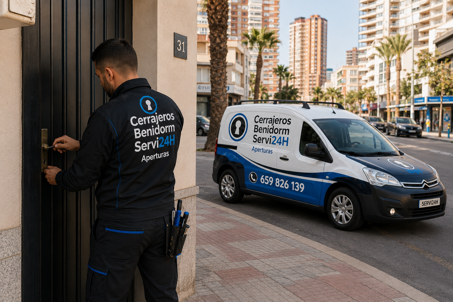 Técnico abriendo una puerta