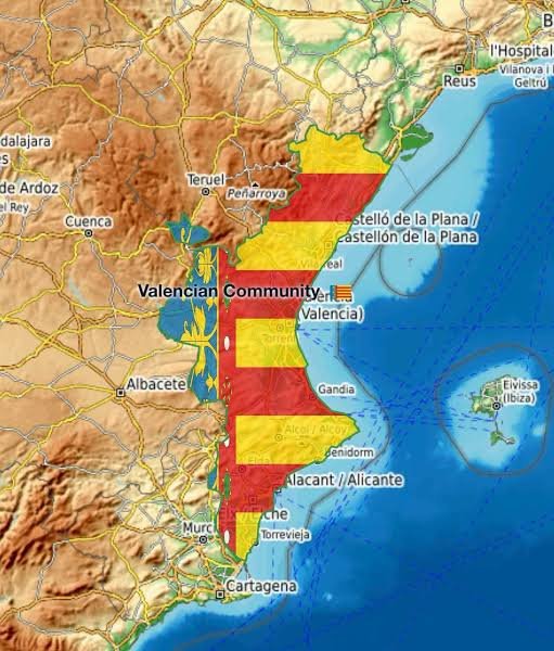Mapa de Alicante y Valencia